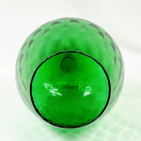 Vtg EMPOLI Italy Green Diamond Optic Glass LARGE 11.5" BRANDY Snifter Vase - Picture 3 of 4